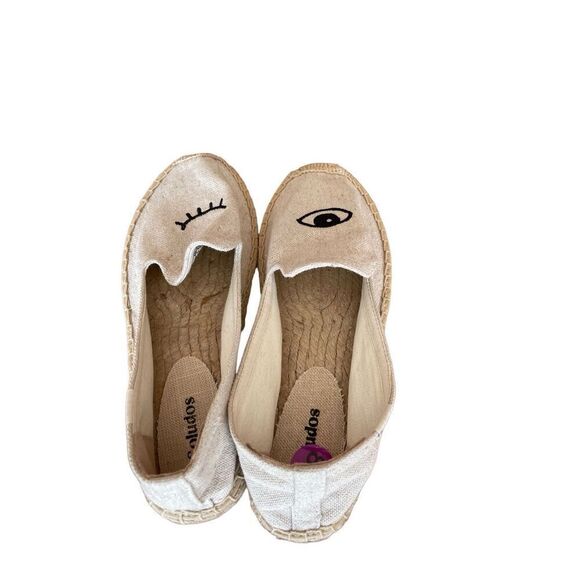 Soludos Womens Tan Embroidered Wink Jute Sole The Smoking Slipper Size 8.5 - Picture 3 of 8